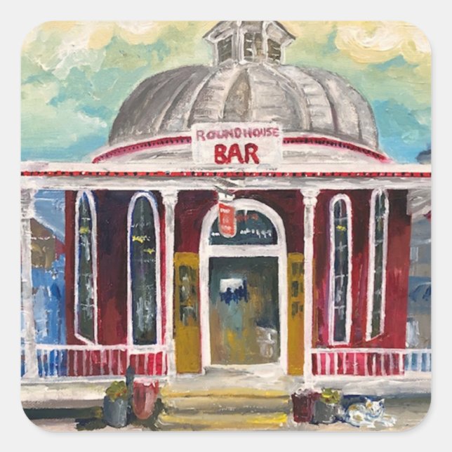 "Round House Bar" Quadratischer Aufkleber (Vorderseite)