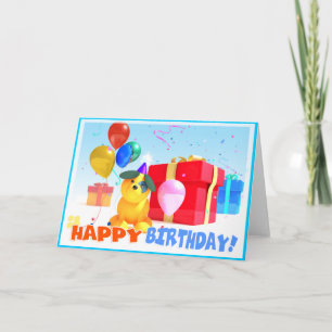 Round Hund Birthday Card Karte