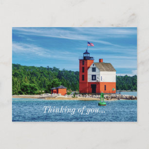Round Island Lighthouse Denken Sie an Ihre Postkar Postkarte