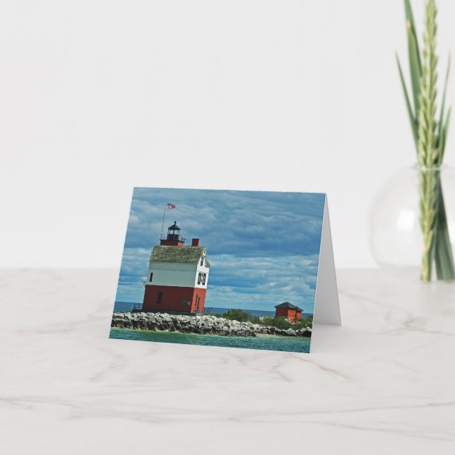 Round Island Lighthouse Foto Grußkarte Karte (Vorderseite)