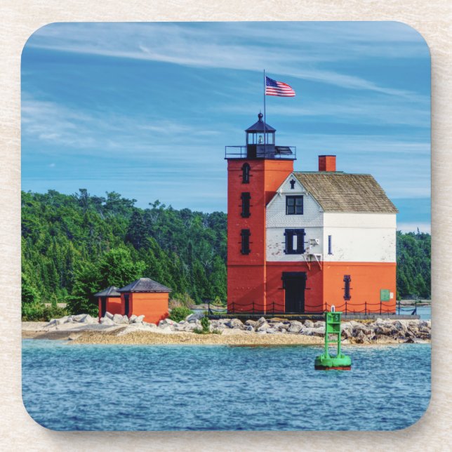 Round Island Lighthouse Getränkeuntersetzer (Vorderseite)