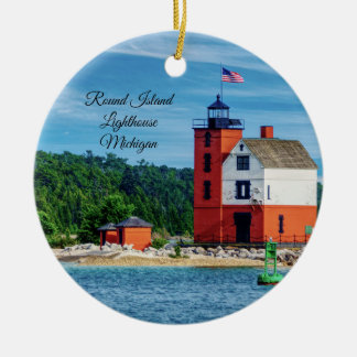 Round Island Lighthouse Keramik Ornament