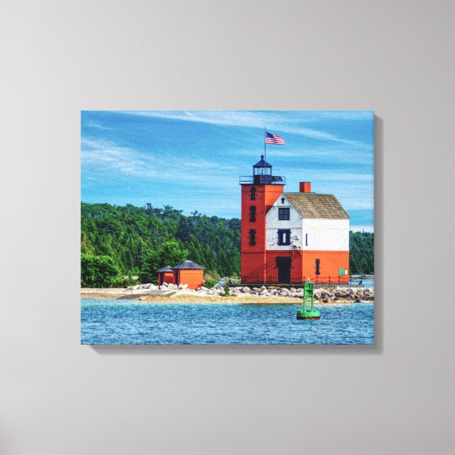 Round Island Lighthouse Leinwanddruck (Vorderseite)