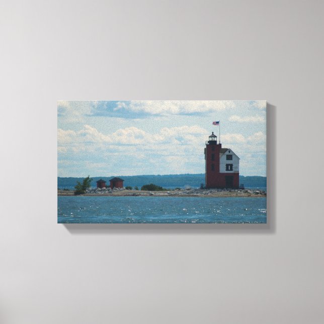 Round Island Lighthouse, Mackinac Island, Michigan Leinwanddruck (Vorderseite)