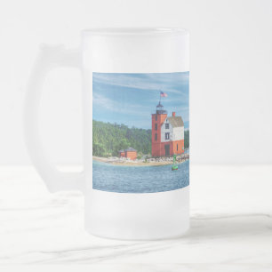 Round Island Lighthouse Mattglas Bierglas