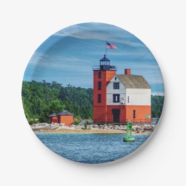 Round Island Lighthouse Pappteller (Vorderseite)