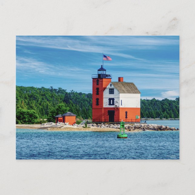 Round Island Lighthouse Postkarte (Vorderseite)