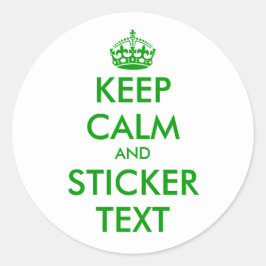 Round Keep Calm Stickers in green | personnalizabl