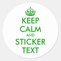 Round Keep Calm Stickers in green | personnalizabl