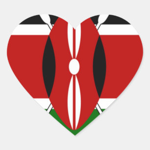 Round Kenyan Motif: Ein nationales Symbol Herz-Aufkleber