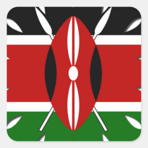 Round Kenyan Motif: Ein nationales Symbol Quadratischer Aufkleber