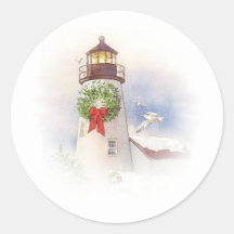 Round Lighthouse Weihnachtsaufkleber