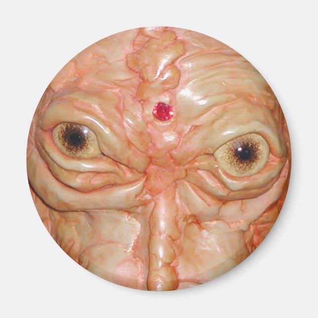 Round Magnet, "Brown Demon Eyes" Magnet (Vorne)