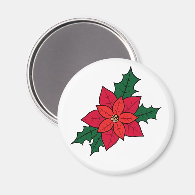 Round Magnet mit roter Weihnachtsfeier (Vorderseite/Rückseite)