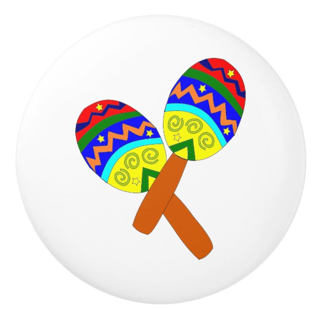 Round Maraca Drawer Pull Keramikknauf (Vorderseite)