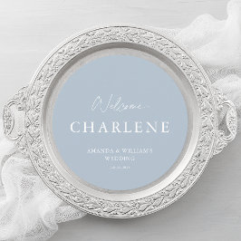 Round-Menü mit Gast-Name | Dusty Blue Wedding Menükarte