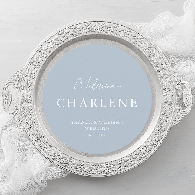 Round-Menü mit Gast-Name | Dusty Blue Wedding Menükarte (Von Creator hochgeladen)