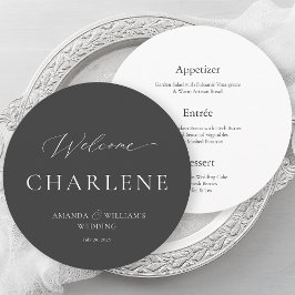 Round-Menü mit Gast-Name | Hochzeit Menükarte