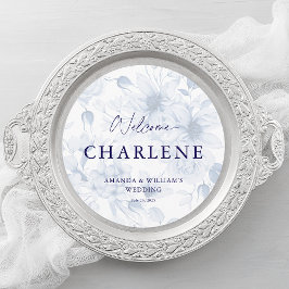 Round Menu with Guest Name | Dusty Blue Wedding Menükarte