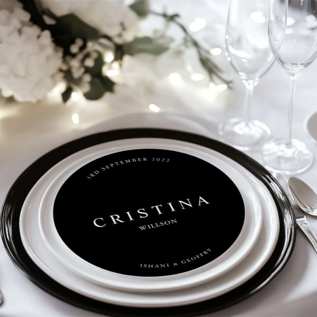 Round Minimalistisch Wedding Guest Place & Menu Ca Menükarte (Round Minimalist Wedding Guest Place & Menu Card)