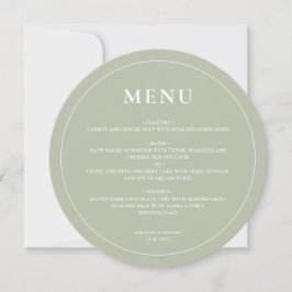 Round Modern Simple Sage Green Mariage Menu