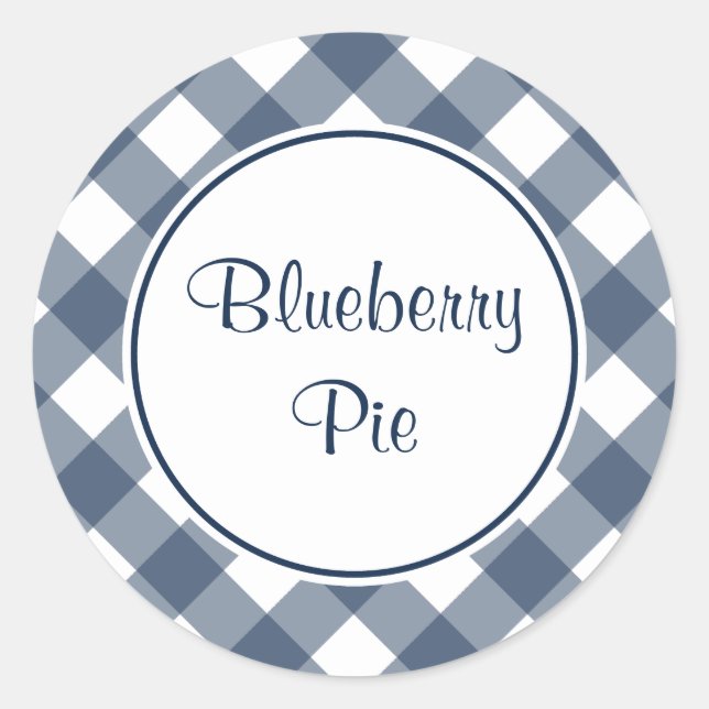 Round Navy Gingham Kitchen Stickers (Vorderseite)