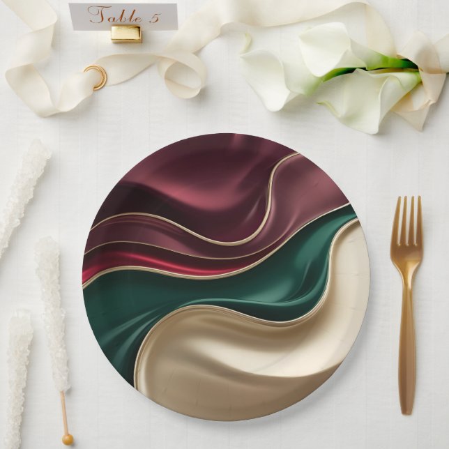 Round paper plate in stylish abstract graphic pappteller (Hochzeit)