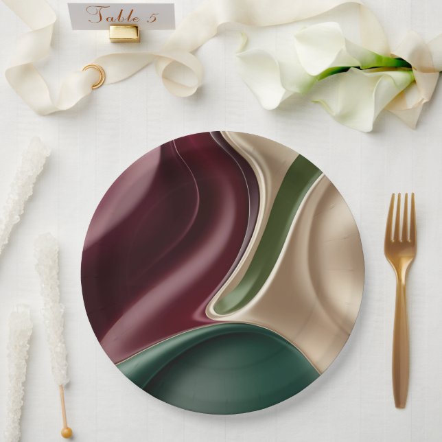 Round paper plate in stylish abstract graphic pappteller (Hochzeit)
