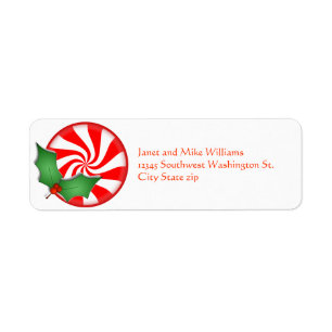 Round Peppermint Candy Holly Sprig Personalisiert