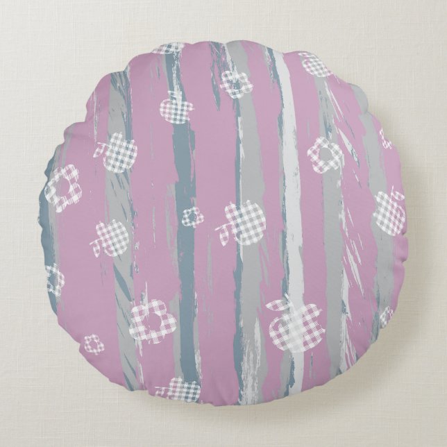 Round Pillow – Gingham Orchard Rundes Kissen (Vorderseite)