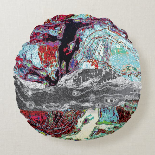 Round Pillow – Strata Pulse Rundes Kissen (Vorderseite)