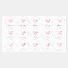 Round Pink Heart Bow Baby Dusche Günstige Aufklebe Etiketten