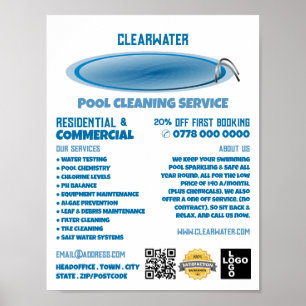 Round Pool Design, Schwimmbad Reinigungsservice Poster