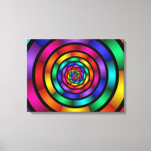 Round Psychedelic Colorful Modern Art Triptych Leinwanddruck (Vorderseite)