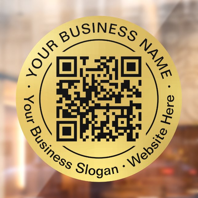 Round QR Code Circle Business Name Gold Hintergrun Fensteraufkleber (Blatt 2)