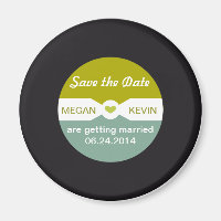 Round Record Save the Date Magnet - Musikthema