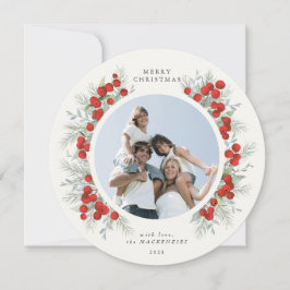 Round Red Berries Weihnachtsfeiertag Foto Karte