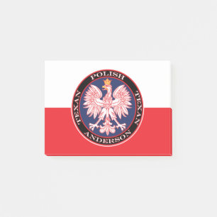 Round Red Polska Eagle Post-it Klebezettel