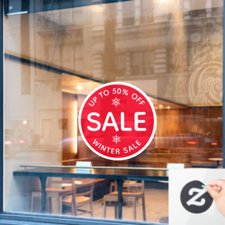 Round Red Simple Window Display Store Sale Fensteraufkleber