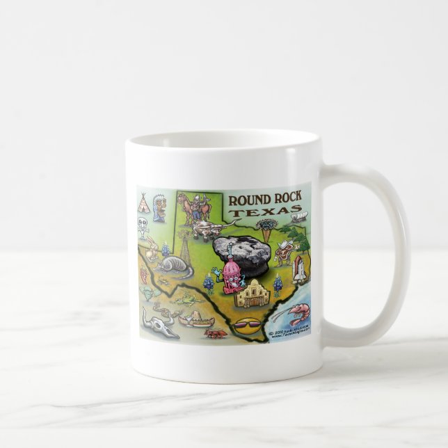 Round Rock Texas Cartoon Map Kaffeetasse (Rechts)