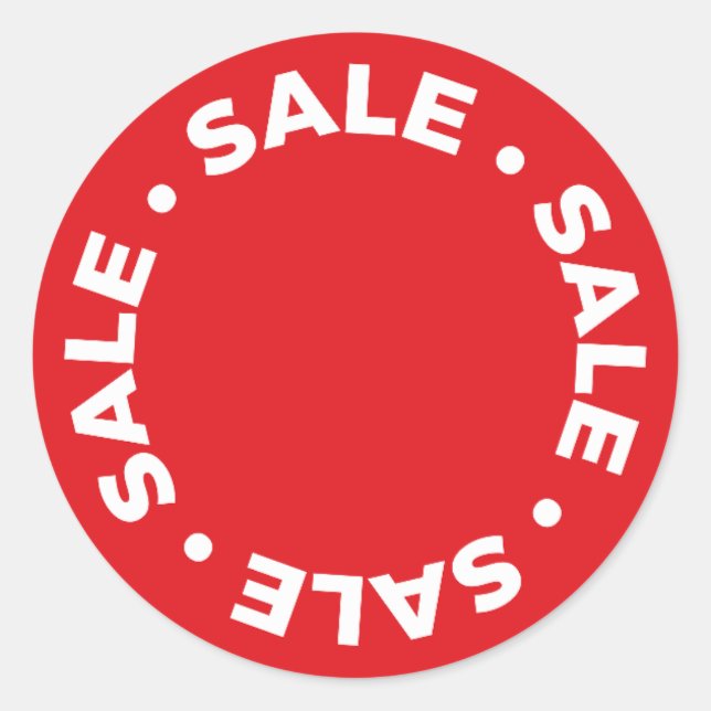 Round Sale.Sale. Rote Aufkleber (Vorderseite)