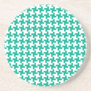 Round Sandstone Coaster, Emerald Green Dogtooth Untersetzer