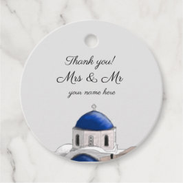 Round Santorini Blue Dome - Gefallen-Tag Geschenkanhänger