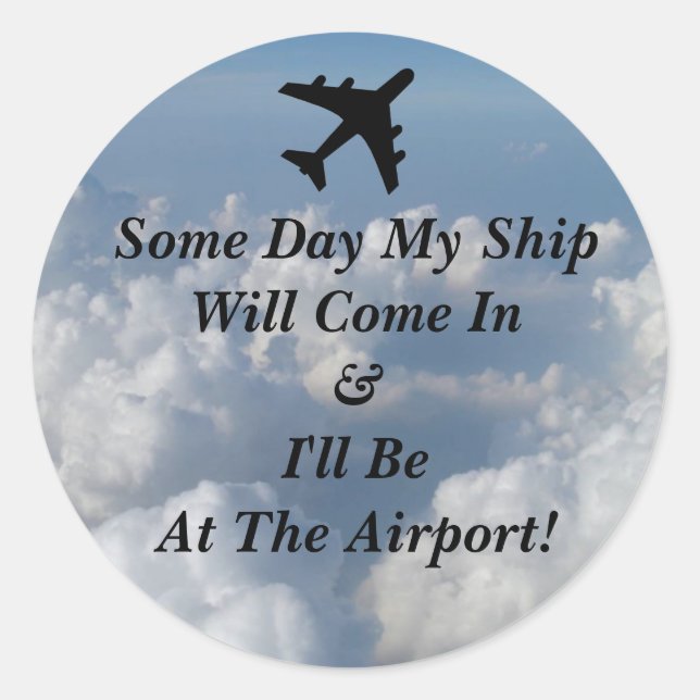 Round Ship Airport Runder Aufkleber (Vorderseite)