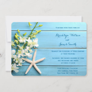 Round Starfish Beach Mariage Invitations Orchidée