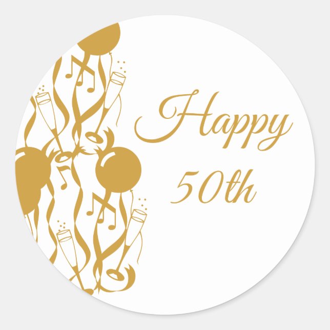 Round Sticker Happy 50 Jahre (Vorderseite)