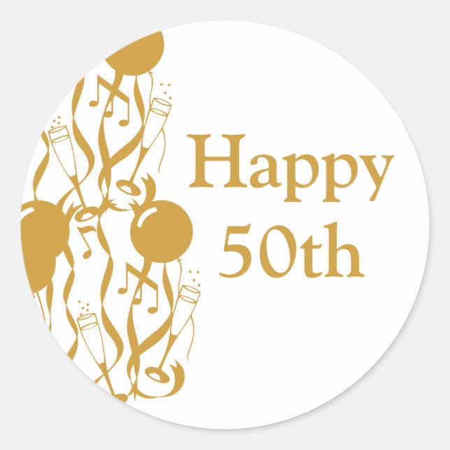Round Sticker Happy 50h Jubiläum (Vorderseite)