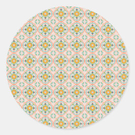 Round sticker with a floral geometric pattern
