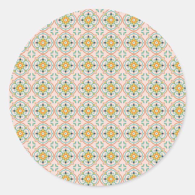 Round sticker with a floral geometric pattern (Vorderseite)