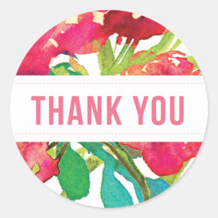 Round Tropical Floral Vielen Dank Sticker